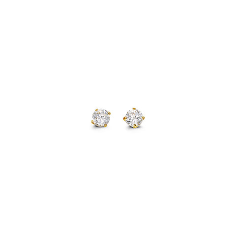 14kt Yellow Gold Children's Cubic Zirconia Four Claw Stud Earrings
