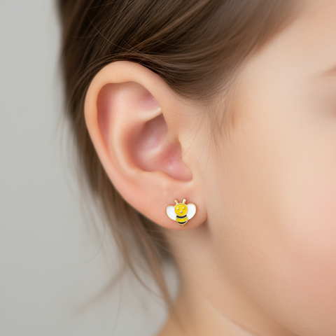 10kt Yellow Gold Children's Bee Stud Earrings