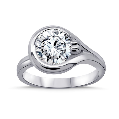 14kt White Gold 1.50ct Love Knot Bezel Set Lab-Grown Diamond Ring