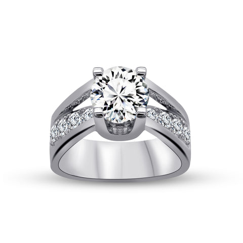 14kt White Gold 4.21cttw Round Lab-Grown Diamond River Ring