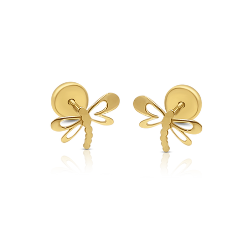 10kt Yellow Gold Children's Dragonfly Stud Earrings