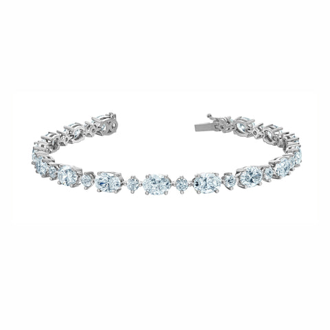 14kt White Gold 12.90cttw Lab-Created Oval and Round Diamond Bracelet
