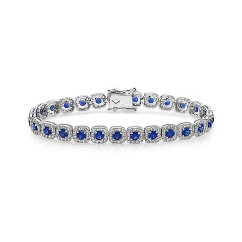 14kt White Gold Diamond and Sapphire Tennis Bracelet