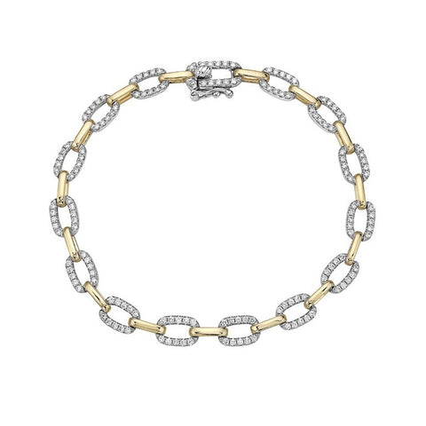 14kt Yellow and White Gold 1.29cttw Diamond  Oval Link Bracelet
