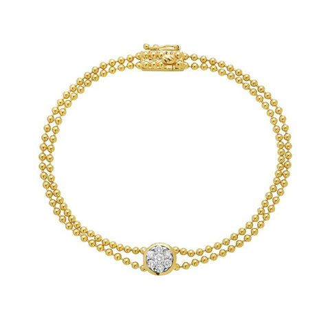 14kt Yellow Diamond Double Chain Ball Bracelet