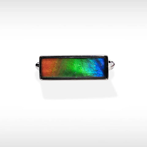 Sterling Silver Barre Ammolite Bezel Ring