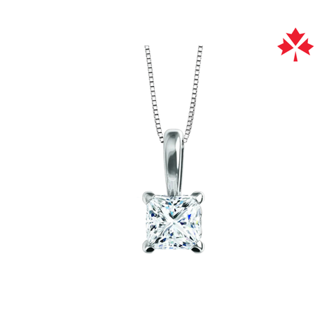 14kt White Gold 0.10ct Princess Cut Canadian Diamond Pendant