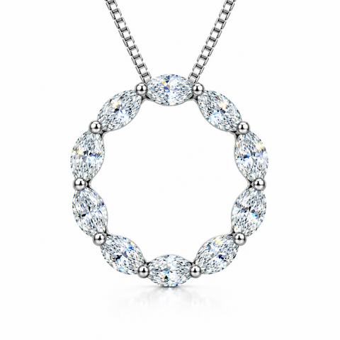 Sterling Silver Circle 0.50cttw Lab-Grown Diamond Necklace