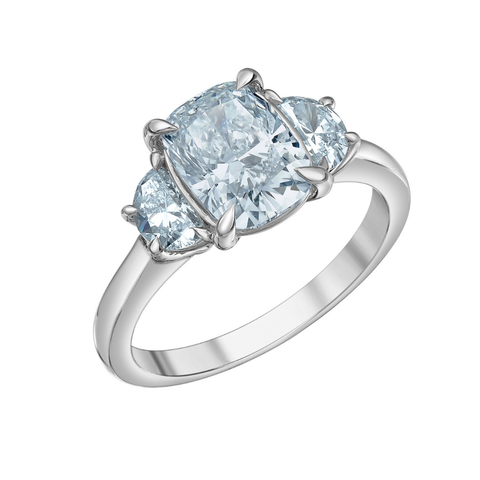 Platinum 2.57cttw Lab-Grown Cushion Diamond Engagement Ring
