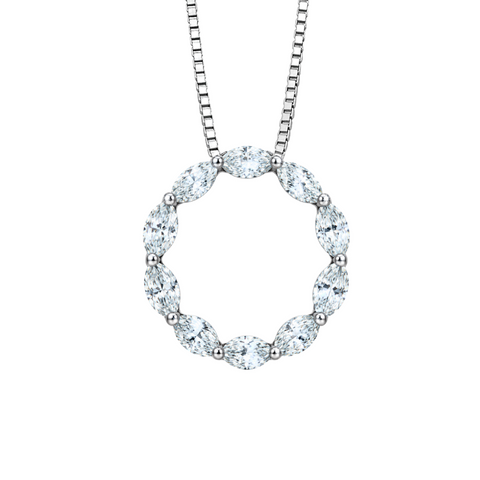 Sterling Silver Circle 0.50cttw Lab-Grown Diamond Necklace