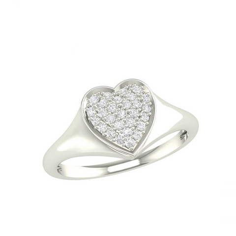 10kt White Gold Heart 0.10cttw Diamond Cluster Ring