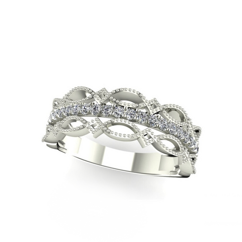 10kt White Gold 0.20cttw Diamond Filigree Fashion Ring
