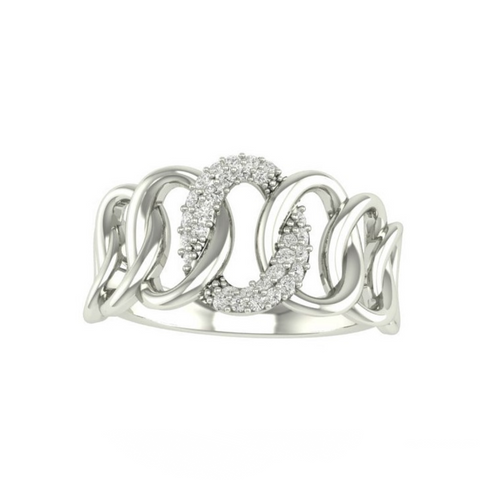 10kt White Gold 0.20cttw Diamond Interlocking Circle Ring