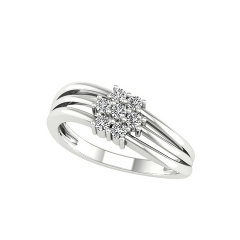 10kt White Gold 0.17cttw Diamond Flower Ring
