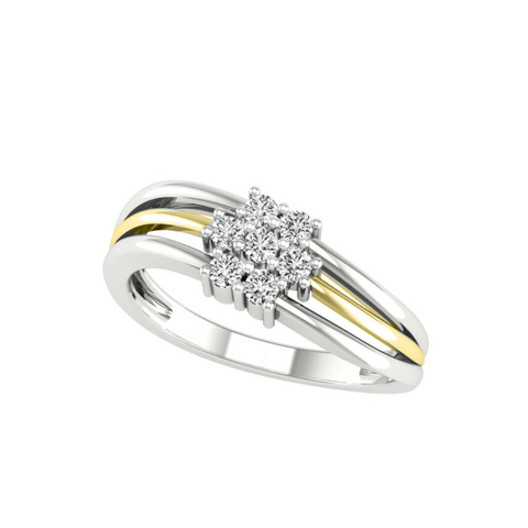 10kt Two-Tone Gold 0.17cttw Diamond Flower Ring