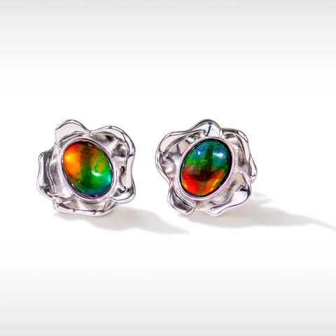 Sterling Silver Bloom Ammolite Stud Earrings