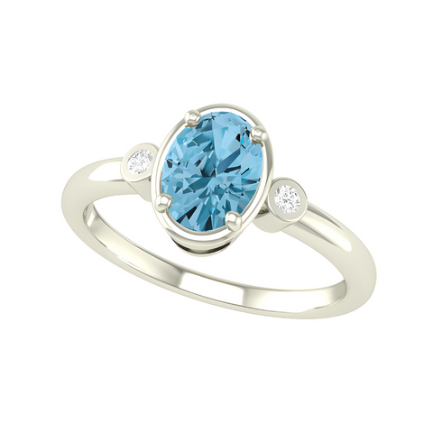 10kt White Gold Blue Topaz And Diamond Ring