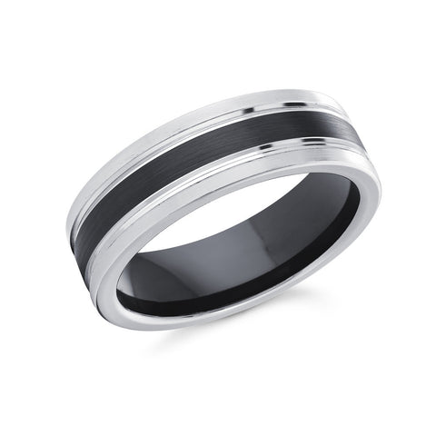 White and Black Cobalt 7mm Men's Ring