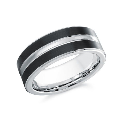 White and Black Cobalt 8mm Men's Ring