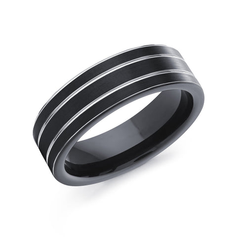 Black and White Cobalt 7mm Men's Ring