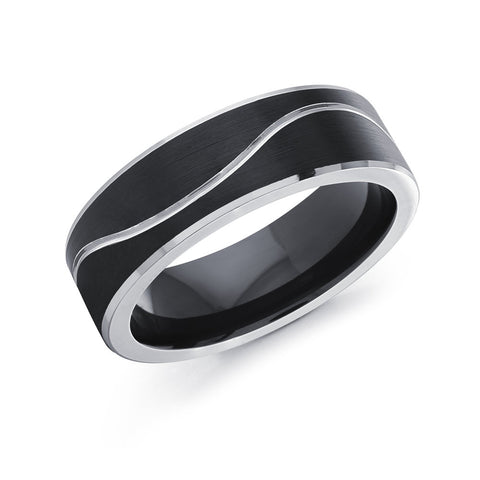 Black and White Cobalt 7mm Men's Ring