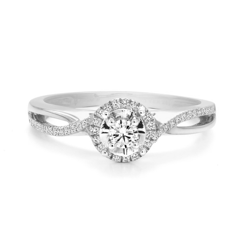 10kt White Gold 0.20cttw Halo Canadian Diamond Engagement Ring