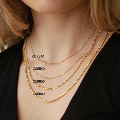 10kt Yellow Gold Curb50 Chain in 16-inch