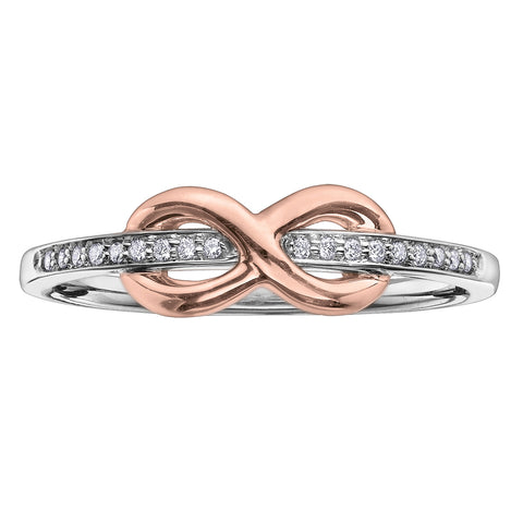 10kt Two Tone Gold Diamond Infinity Ring