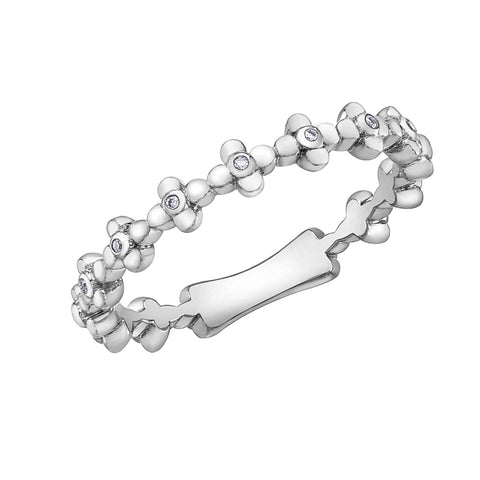 10kt White Gold Flower Sphere Stackable Band