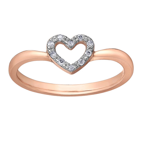 10kt Rose Gold Diamond Heart Women's Ring