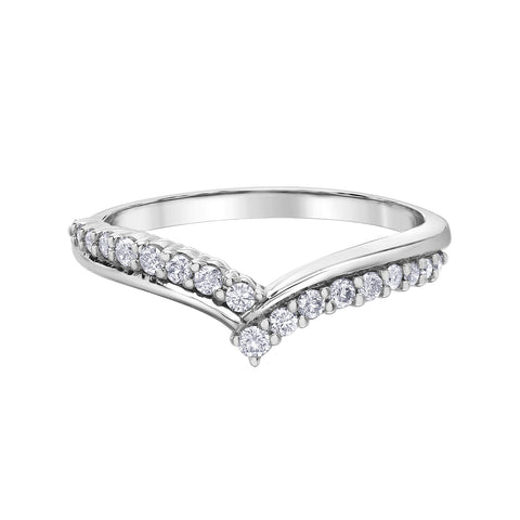 10kt White Gold 0.20cttw Diamond Chevron Stackable Band