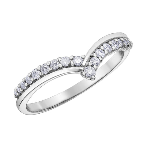 10kt White Gold 0.20cttw Diamond Chevron Stackable Band