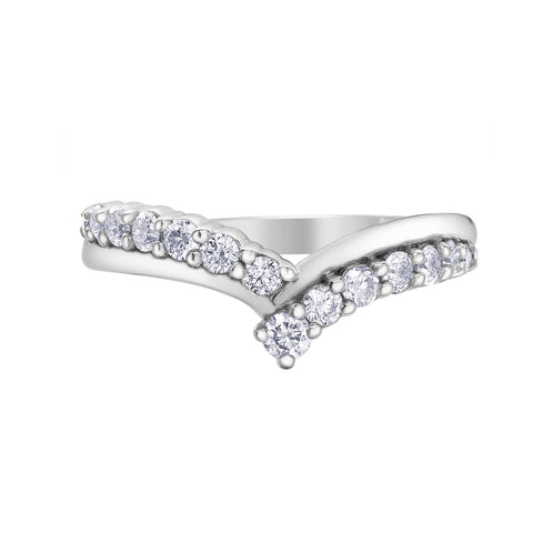 14kt White Gold 0.50cttw Diamond Chevron Stackable Band