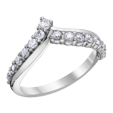 14kt White Gold 0.50cttw Diamond Chevron Stackable Band