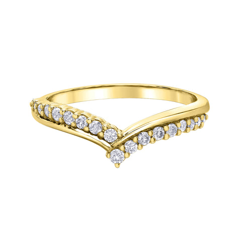 10kt Yellow Gold 0.20cttw Diamond Chevron Stackable Band