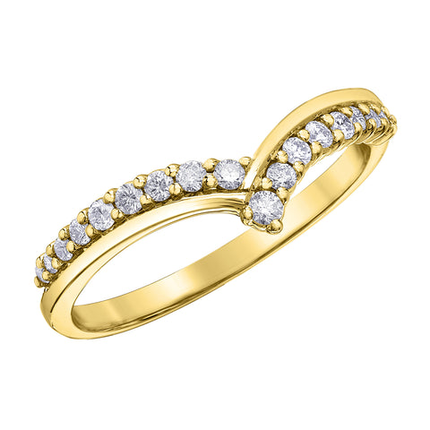 10kt Yellow Gold 0.20cttw Diamond Chevron Stackable Band