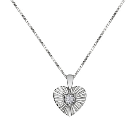 10kt White Gold Diamond Heart Pendant