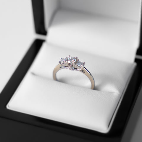14kt White Gold Three Across 0.54cttw Round Diamond Ring