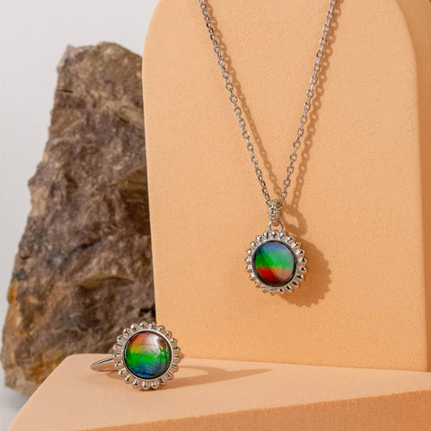 Sterling Silver Solstice Ammolite Bezel Ring