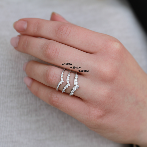 10kt White Gold 0.15cttw V-Shaped Stackable Ring