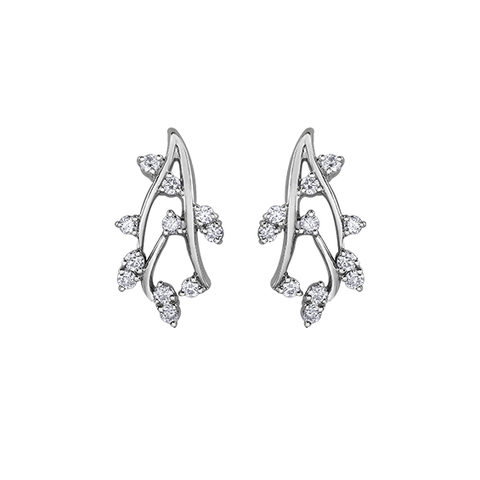 10kt White Gold 0.50cttw Diamond Stud Earrings Inspired by Nature