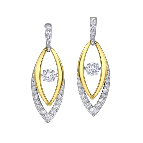 14kt Two Tone Gold 2.45cttw Lab-Created Diamond Marquise Pulse Earrings