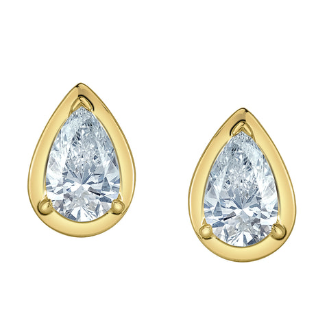 10kt Yellow Gold 0.46cttw Pear Shaped Lab-Grown Diamond Stud Earrings