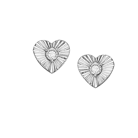 10kt White Gold Diamond Heart Stud Earrings