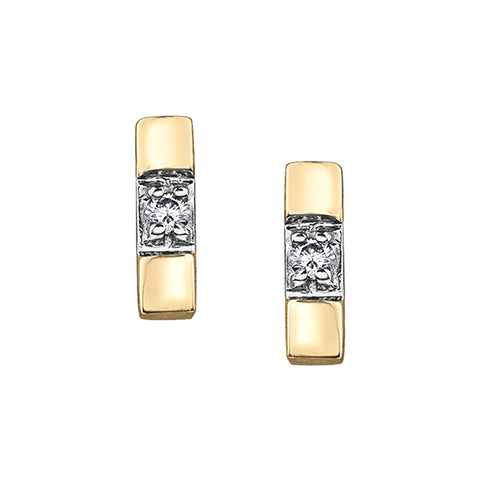 10kt Yellow Gold Diamond Bar Stud Earrings