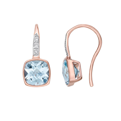10kt Rose Gold Diamond and Sky Blue Topaz Earrings