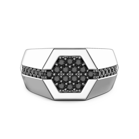 Sterling Silver Ring with Black Spinel Stones