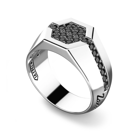Sterling Silver Ring with Black Spinel Stones