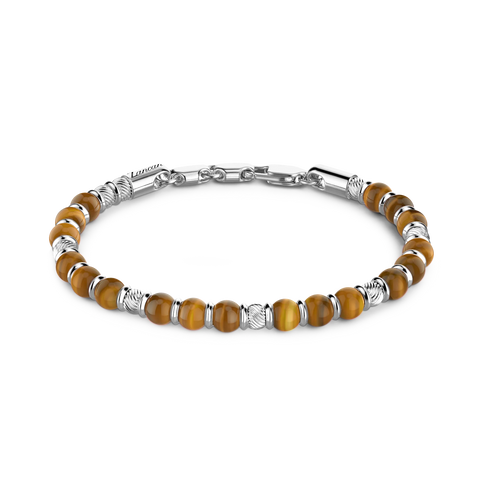 Soft Silver Bracelet with Tiger's Eye & Silver Beads