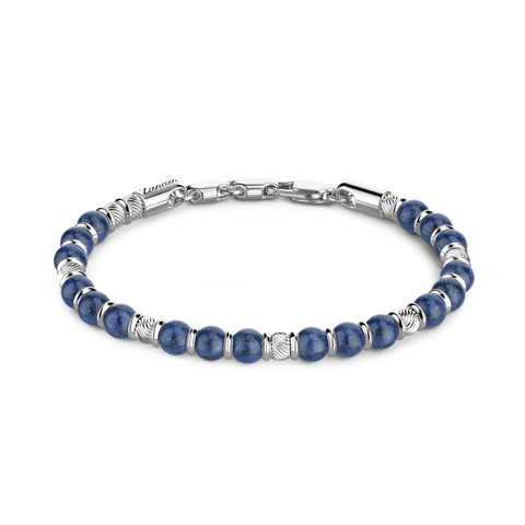 Soft Silver Bracelet with Lapis Lazuli & Silver Beads